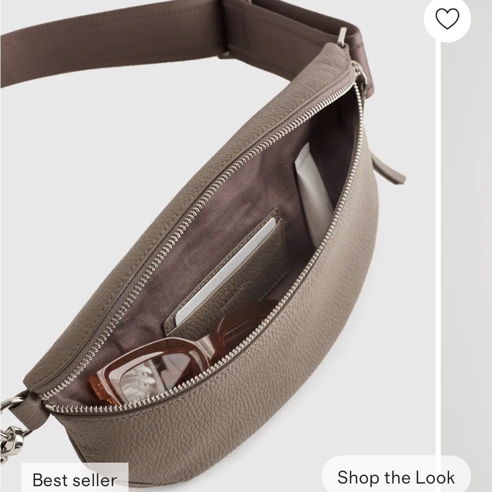 Italian pebble leather sling bag by Quince in color Mink - Picture 5 of 11